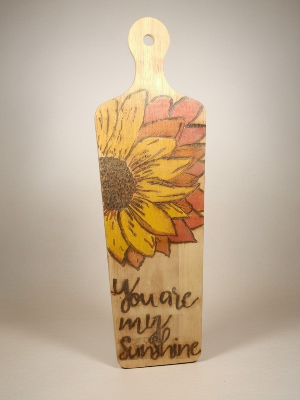 Hand Crafted Sunflower Wood Paddle Wall Art - Yellow & Orange